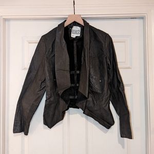 BB Dakota Black Leather Jacket - Women's M - Raw Edges - Real Leather